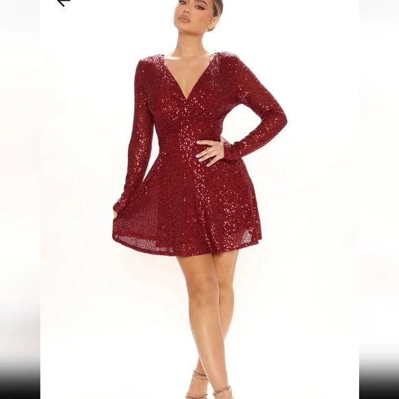calvin klein burgundy dress shirt The Florence Sequin Mini Dress Burgundy  Mini Dresses